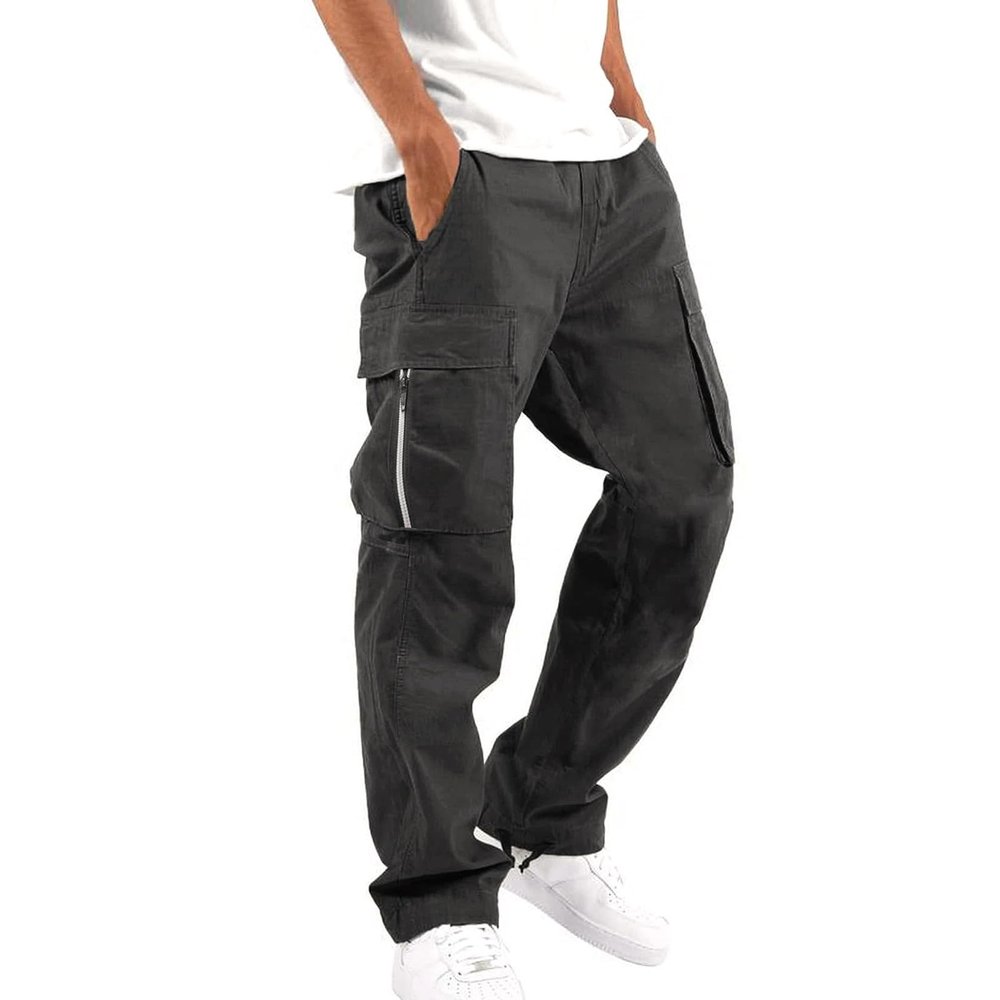 Men's Zip-Off Hiking Cargo Pants, Casual Sport Pants (Black, S)