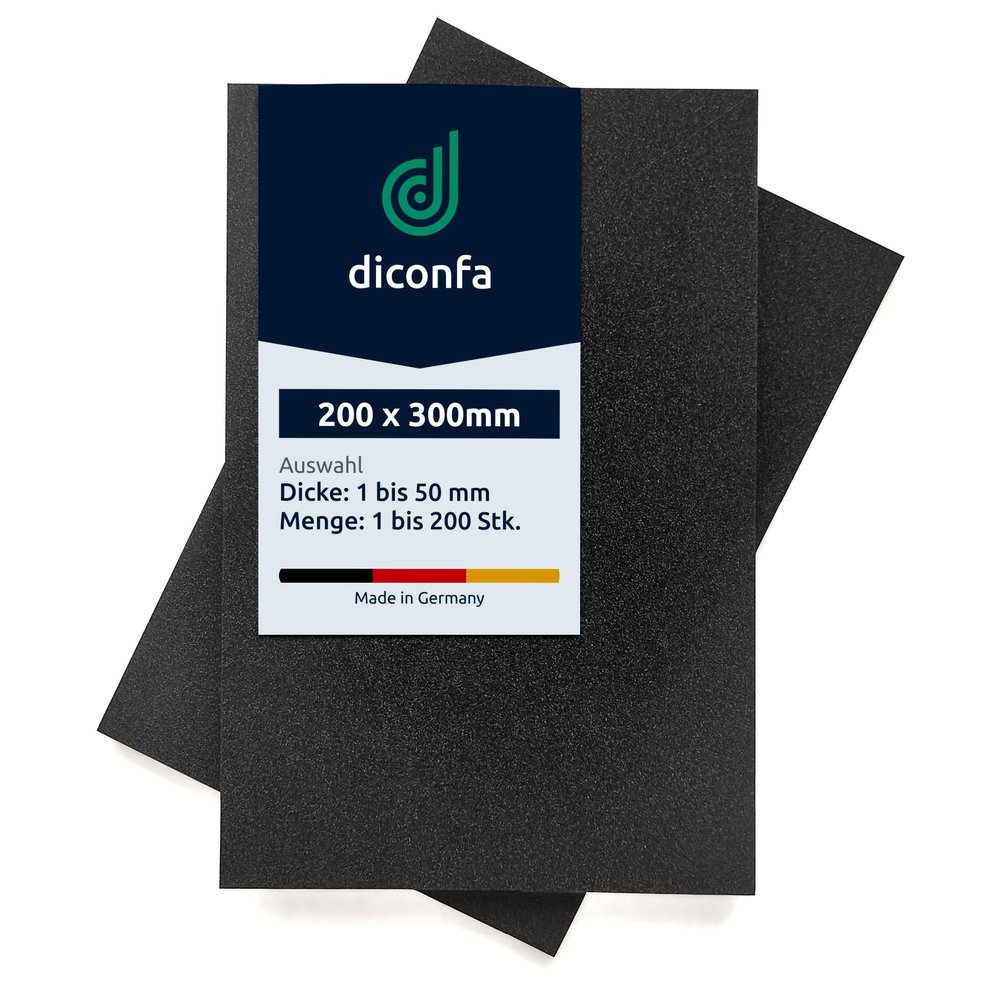 diconfa EPDM Cellular Rubber Foam Sheet, Approx. DIN A4, 200 x 300 x 40 mm, 2 Pieces