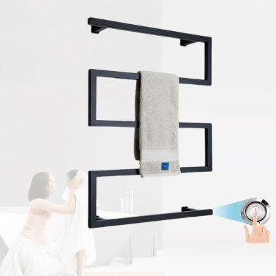Electric Wall-Mounted Towel Warmer with Thermostat, Black