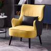 UISLA Linen Lounge Chair with Mid-Century Wooden Arms view 2