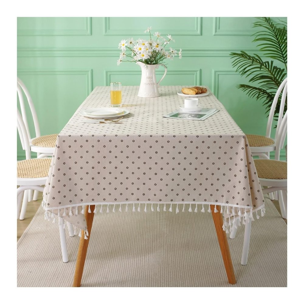 Epinki Tablecloth, Style 1, Daisy Polyester Tablecloth, Washable Beer Table Cover, 130 x 180 cm