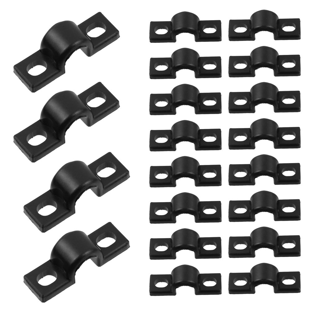 Mewutal Black 8 mm U-Shaped Cable Clamps with Screws, 20-Pack