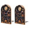 Black Cat Spider Pumpkin Print Wooden Bookends, Large, Non-Slip view 1