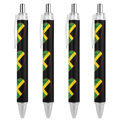 fifbird Click Ballpoint Pens with Jamaica Flag and Heart, 0.55 mm, Black Ink, 4-Pack