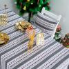 Epinki Gray Linen Tablecloth with Snowflakes, Deer and Tassels, 140 x 200 cm view 2