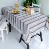 Epinki Gray Linen Tablecloth with Snowflakes, Deer and Tassels, 140 x 200 cm view 3