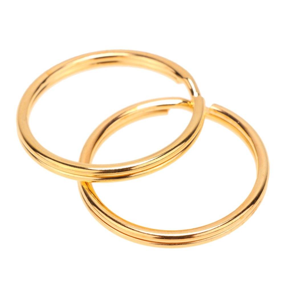 Gold Metal Key Rings, Round and Flat, 100 Pieces