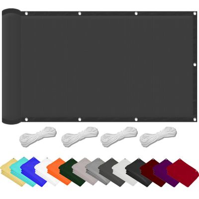 Rectangular Shade Sail 380 x 450 cm, 98% UV Protection, Waterproof, Dark Gray