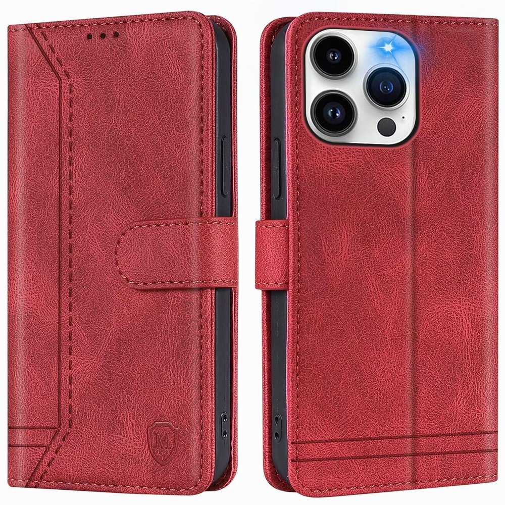 GoodcAcy Flip Wallet Case for iPhone 16 Pro Max, Leather, Red