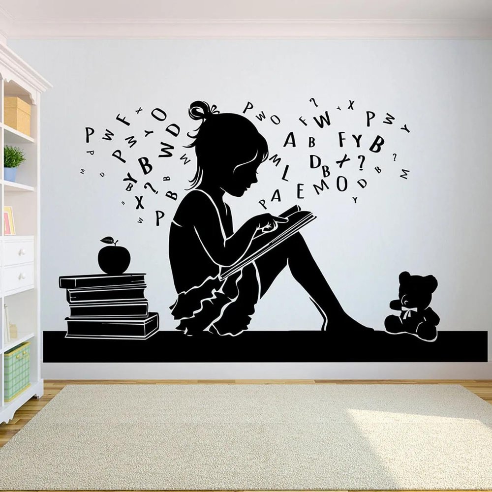 YYZOVBNN Reading Wall Decal for Kids, Inspirational Vinyl Sticker, 42 x 70 cm