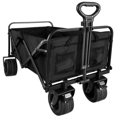 Gardlov Folding Utility Wagon with Wide Wheels for Garden, Beach and Outings, with Brake, Adjustable Handle, 100 kg Capacity, 75 L