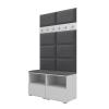 RAVIO NELA III Hallway Set with Upholstered Panel, 100 cm, White and Dark Gray (Trinity 15) view 1