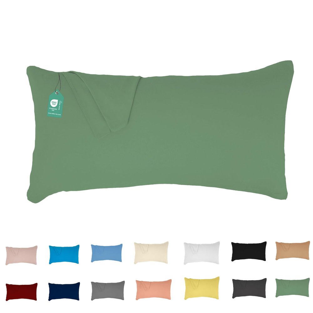 livessa 40 x 80 cm Pillow with Cover, 100% Cotton, Concealed Zipper on Long Side