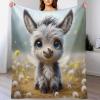 Donkey Plush Flannel Throw Blanket, Soft Fleece, Warm, Easy-Care, Durable, 100 x 130 cm view 1