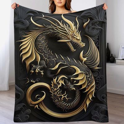 PAZZK Dragon Blanket, Fluffy & Super Soft Flannel Fleece Throw, 130 x 150 cm