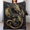 PAZZK Dragon Blanket, Fluffy & Super Soft Flannel Fleece Throw, 130 x 150 cm view 1