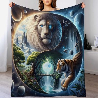 PAZZK Tiger Fleece Blanket, Super Soft Plush Throw for All Seasons