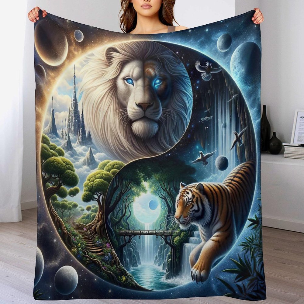 PAZZK Tiger Fleece Blanket, Super Soft Plush Throw for All Seasons