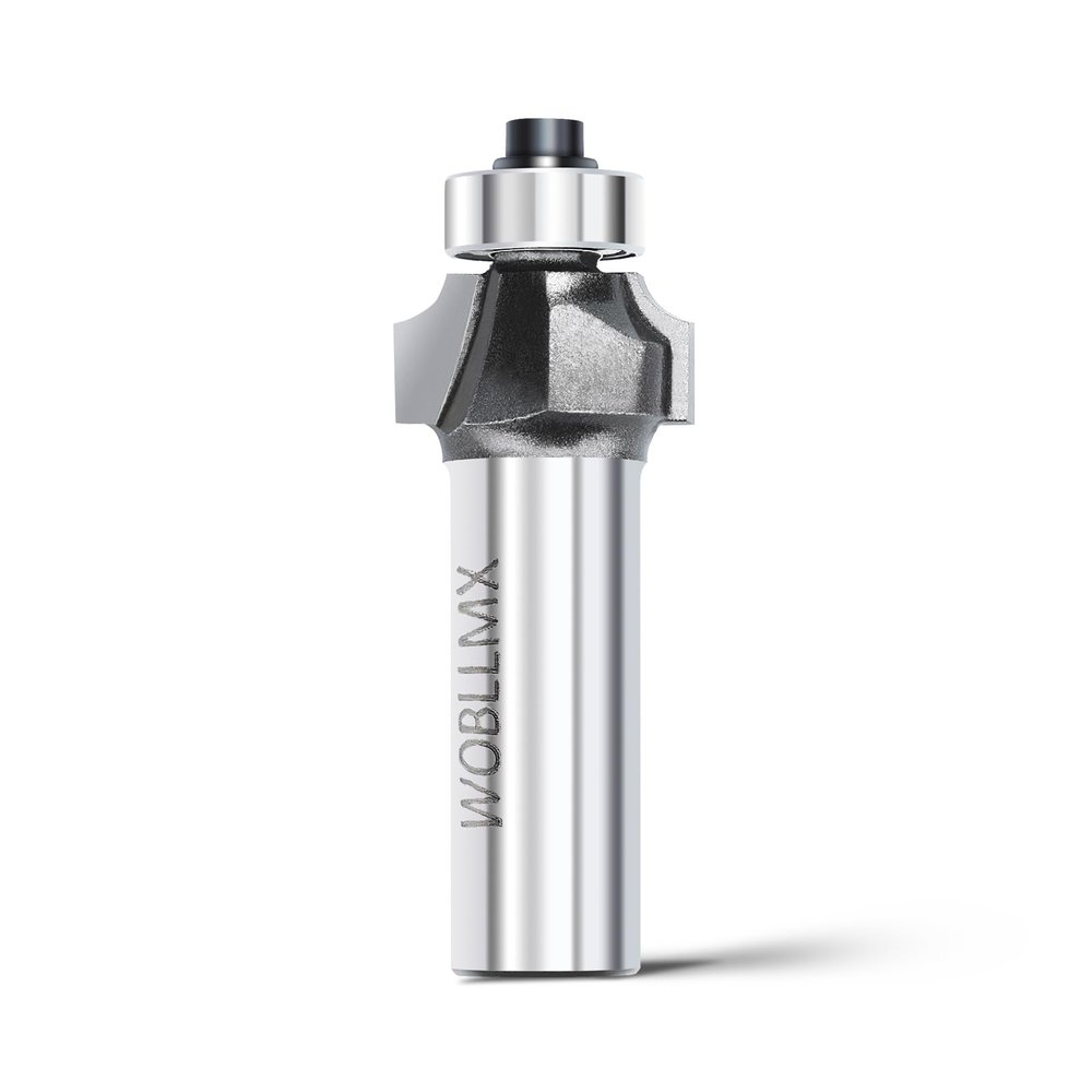 WOBLLMX 12 mm Shank Roundover Router Bit, 8 mm Radius, Top Bearing