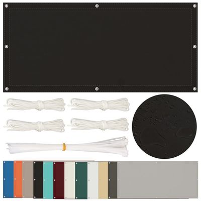 Waterproof 5 x 5 m Rectangular Sun Shade Sail with Eyelets, Black