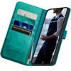 DuckSky Genuine Leather Folio Case for Samsung Galaxy S24 FE, RFID Blocking, Blue/Green view 3