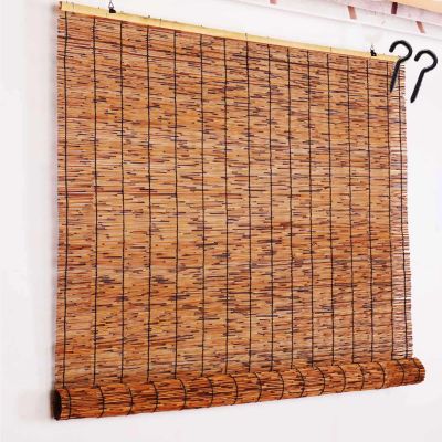 Bamboo Roller Blind for Indoor Windows, Privacy Shade, No Drilling, Natural, 100 x 210 cm