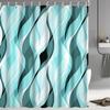 Ruelvth Shower Curtain, Blue-Green Striped, 183 x 183 view 1