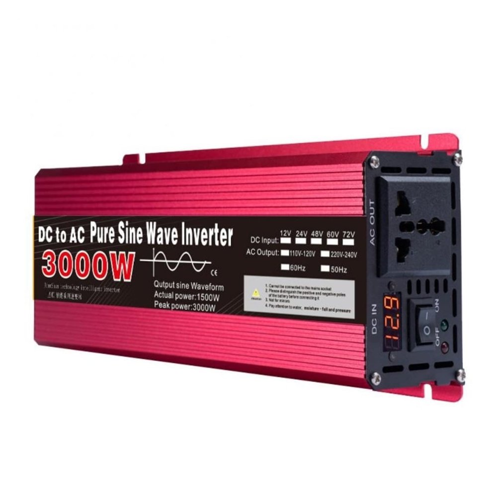 Pure Sine Wave Inverter, 3000 W, 24 V DC to 220 V AC, LED Display
