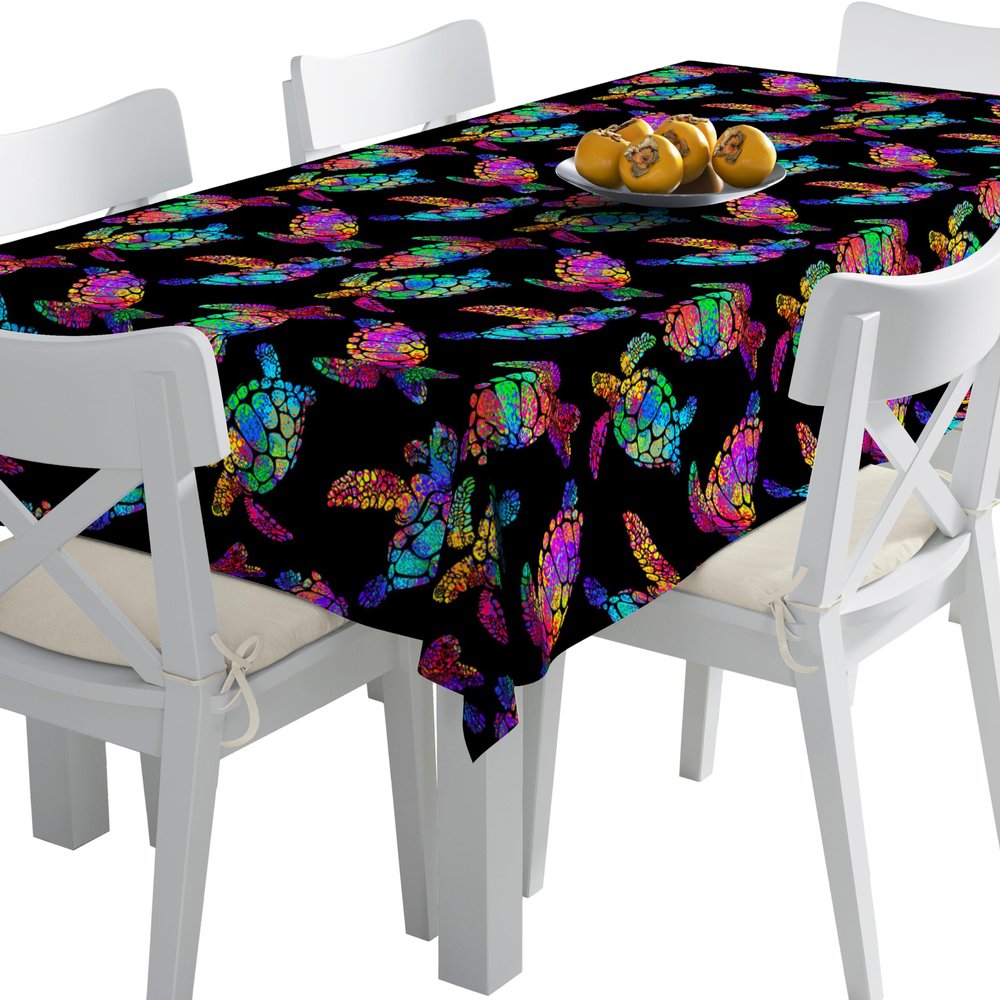 HEKO PANELS Washable Tablecloth, Colorful Turtles, 140 x 350 cm