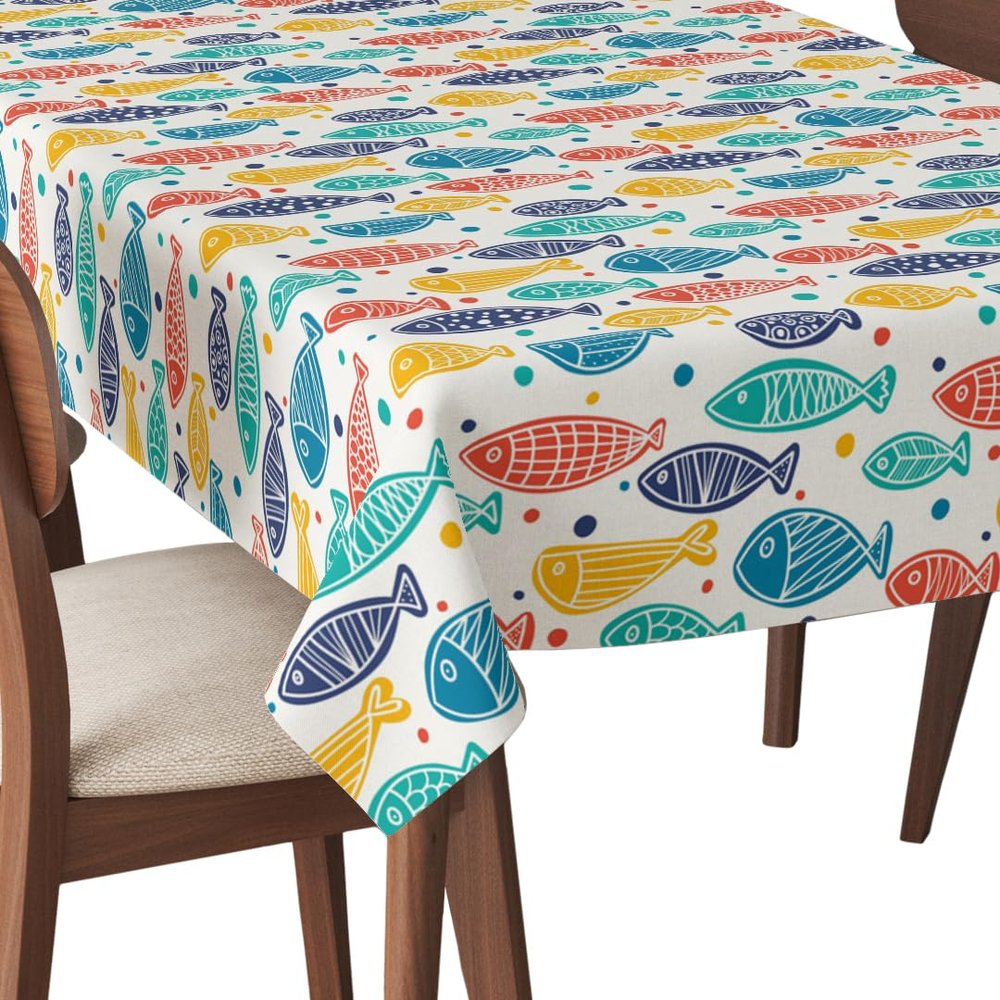 HEKO PANELS Washable Tablecloth, Colorful Fish, 140 x 500 cm