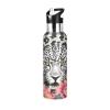 Daisy Leopard-Print Water Bottle with Straw, 18/8 Stainless Steel Vacuum Thermos, BPA-Free, 600 ml/1 L view 1