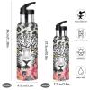 Daisy Leopard-Print Water Bottle with Straw, 18/8 Stainless Steel Vacuum Thermos, BPA-Free, 600 ml/1 L view 2
