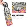 Daisy Leopard-Print Water Bottle with Straw, 18/8 Stainless Steel Vacuum Thermos, BPA-Free, 600 ml/1 L view 4