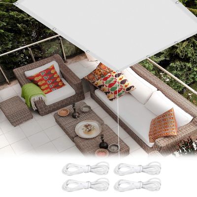 Waterproof Sun Shade Sail with Ropes, 5.5 x 6.5 m, White