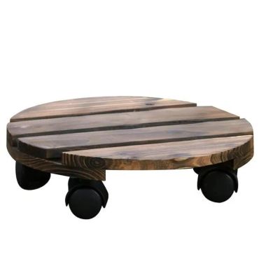 DUNSBY 25 cm Wooden Plant Pot Stand with Wheels, Decorative Indoor/Outdoor Plant Saucer