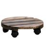 DUNSBY 25 cm Wooden Plant Pot Stand with Wheels, Decorative Indoor/Outdoor Plant Saucer view 1