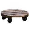 DUNSBY 25 cm Wooden Plant Pot Stand with Wheels, Decorative Indoor/Outdoor Plant Saucer view 2
