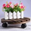 DUNSBY 25 cm Wooden Plant Pot Stand with Wheels, Decorative Indoor/Outdoor Plant Saucer view 3