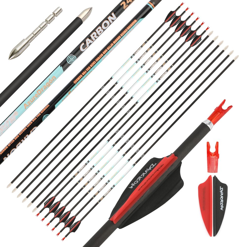 surwolf 32" Pure Carbon Arrows, Spine 300–1000, 12-Pack