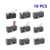 REIUAFWYGV 10-Pack Mini Limit Switches, 2/3-Pole NO/NC, 5 A 250 VAC, KW11-3Z Roller Lever, 2-Pole with Handle view 2