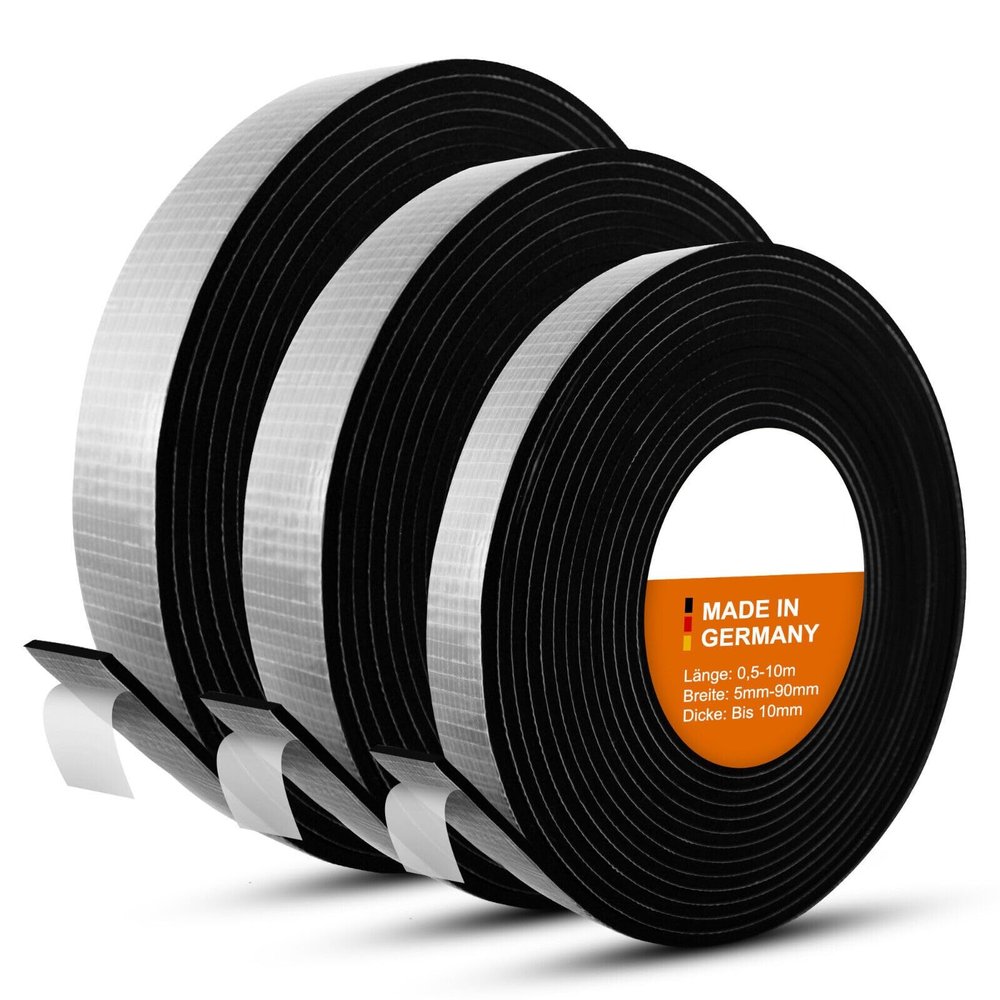 Wulkow EPDM Closed-Cell Foam Rubber Self-Adhesive Sealing Tape, 40 x 1 mm x 8 m