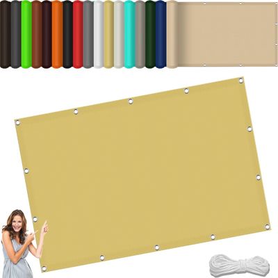 Rectangular Shade Sail 90 x 480 cm, 98% UV Protection, Waterproof, Cream