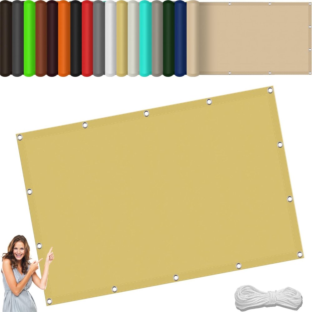 Rectangular Shade Sail 90 x 480 cm, 98% UV Protection, Waterproof, Cream