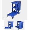 Cleaning Cart on Wheels, Multipurpose Service Cart with Mop Holders and Cover, Blue view 2