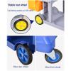 Cleaning Cart on Wheels, Multipurpose Service Cart with Mop Holders and Cover, Blue view 3