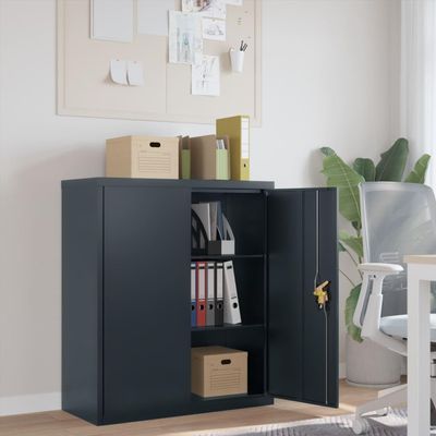 Willood Steel Filing Cabinet, Anthracite, 90 x 40 x 105 cm