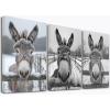 WQBQKKX Set of 3 Animal Canvas Prints, Cute Funny Animals, Black and White, 20 x 30 cm Each, Framed view 1