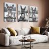 WQBQKKX Set of 3 Animal Canvas Prints, Cute Funny Animals, Black and White, 20 x 30 cm Each, Framed view 4