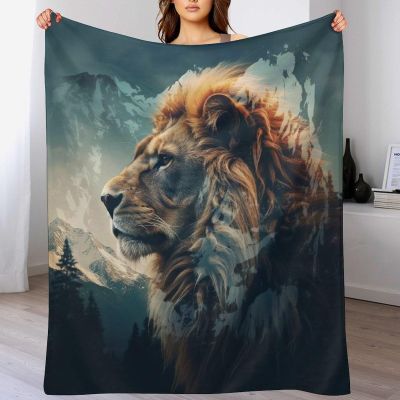 PAZZK Lion Fleece Blanket, Super Soft Plush Throw, 180 x 200 cm