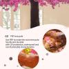 Artificial Cherry Trees with Handmade Silk Flowers, Iron Base, Fences, Lawn, Colored Lights and 2 Pairs of Gardening Gloves view 3